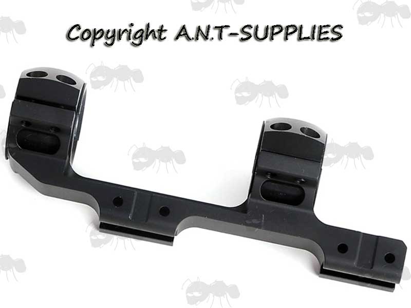 Base View of The Forward Reach, One Piece, 30mm Scope Ring Mounts for UK Dovetail Rails with ACD Spirit Levels