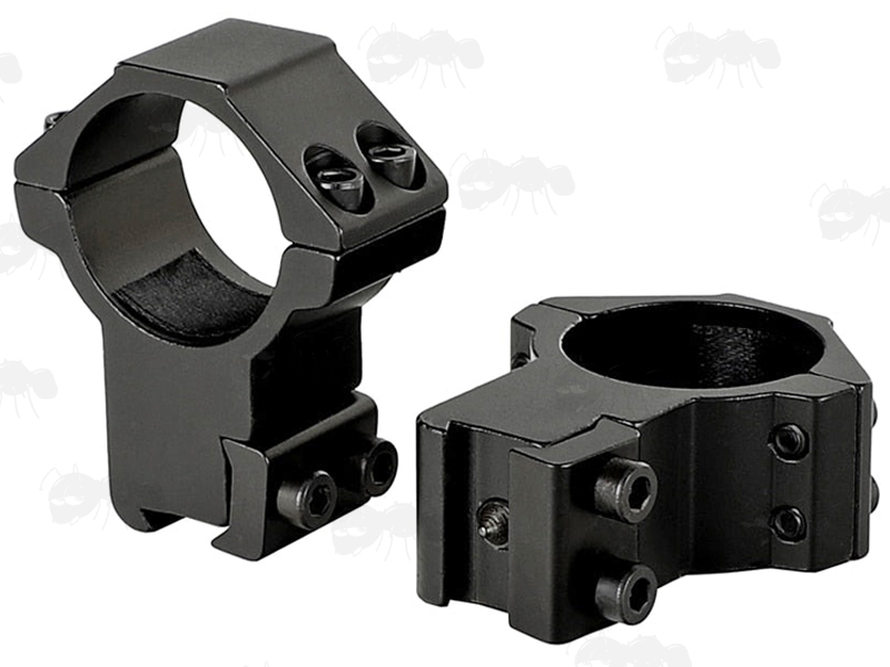 Rambo High-Profile Double Clamped 30mm Scope Rings for Dovetail Rails