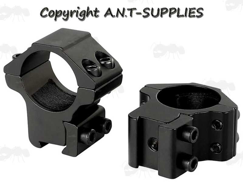 Rambo Low-Profile Double Clamped 25mm Scope Rings for Dovetail Rails