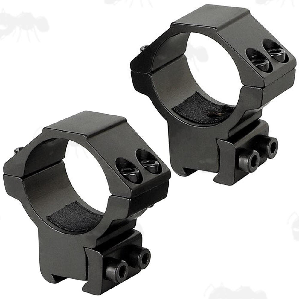 Rambo Low-Profile Double Clamped 30mm Scope Rings for Dovetail Rails