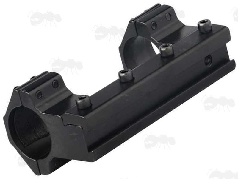 Base View of The Long Base, One Piece, High Profile 25mm Scope Ring Mounts with Flat Tops