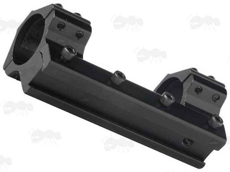 Base View of The Long Base, One Piece, Low Profile 25mm Scope Ring Mounts with Flat Tops