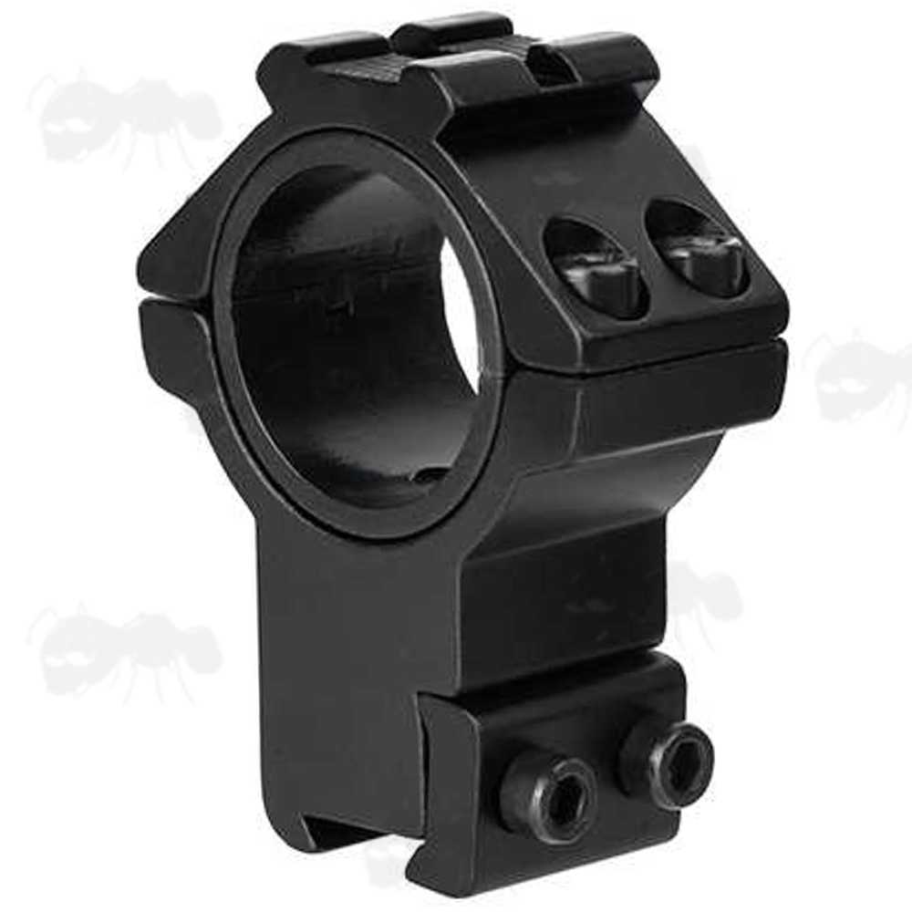 Rambo High-Profile Double Clamped 30mm Scope Ring for Dovetail Rails with Rail Head