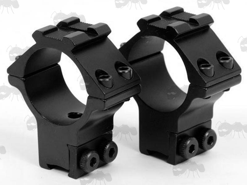 Rambo High-Profile Double Clamped 30mm Scope Ring for Dovetail Rails with Rail Head