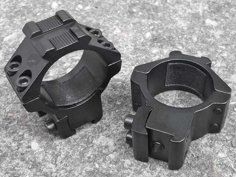 Rambo Medium-Profile Double Clamped 30mm Scope Ring for Dovetail Rails with Rail Head