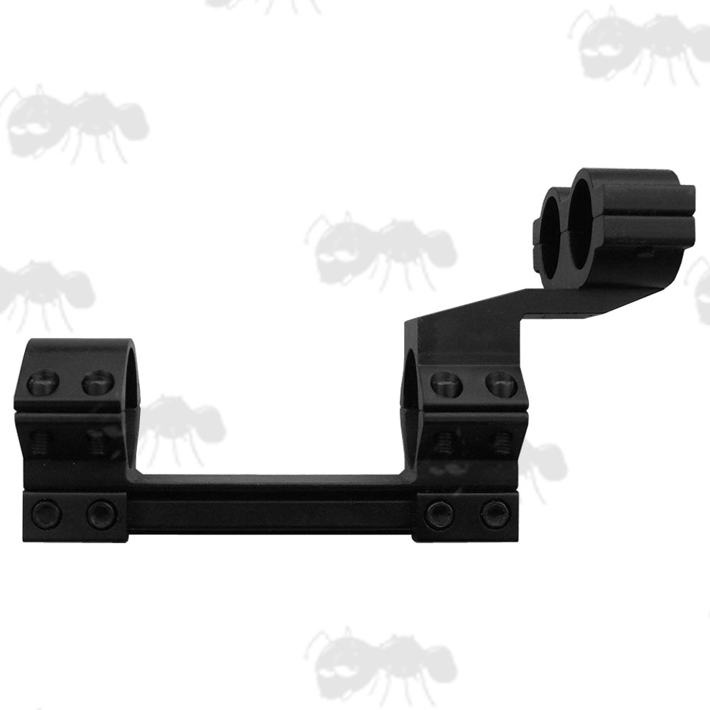 Long Base, One Piece, Low-Profile 25mm Scope Ring Mounts for Dovetail Rails with Figure of Eight Laser Mount Head