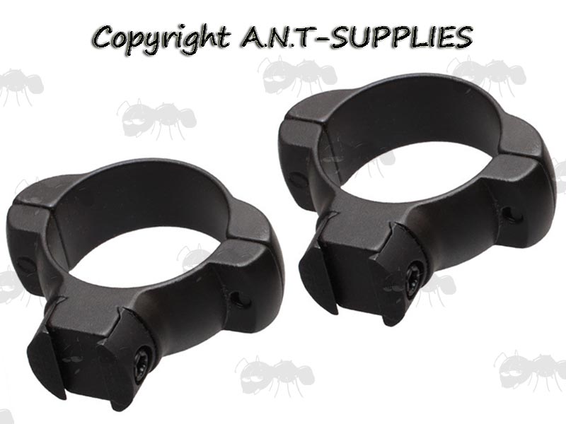 Pair of Steel Medium Profile Dovetail Rail 30mm Scope Rings