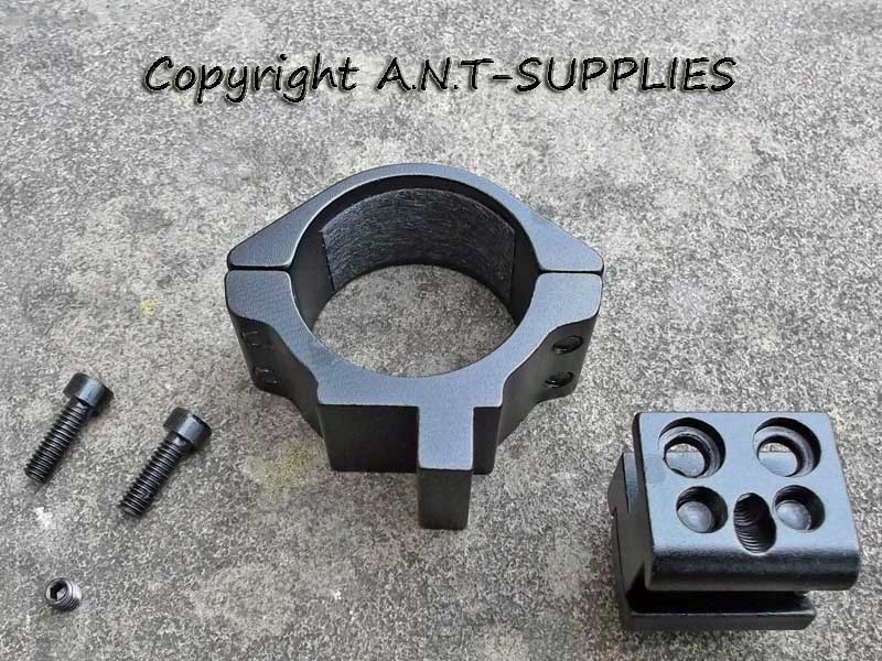 Dismantled View of One of The Hawke Two Piece Dovetail Rail Scope Mounts, High Profile 30mm Diameter Scope Rings, Model 22 140