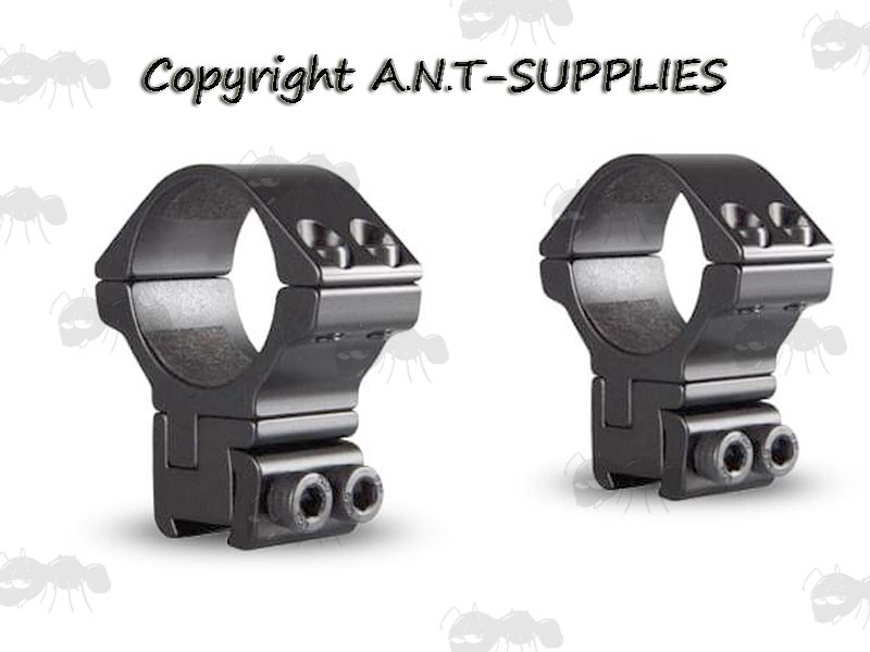 Hawke Two Piece Dovetail Rail Scope Mounts, High Profile 30mm Diameter Scope Rings, Model 22 140