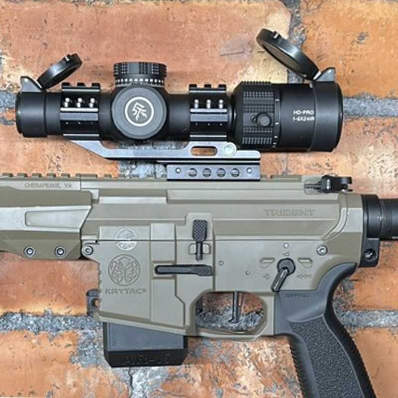One Piece, Extended Design 30mm Diameter Scope Mount for Weaver Picatinny and Dovetail Rails with Anti-Tilt Spirit Level and Single Accessory Rail Top, Shown Fitted to Rifle