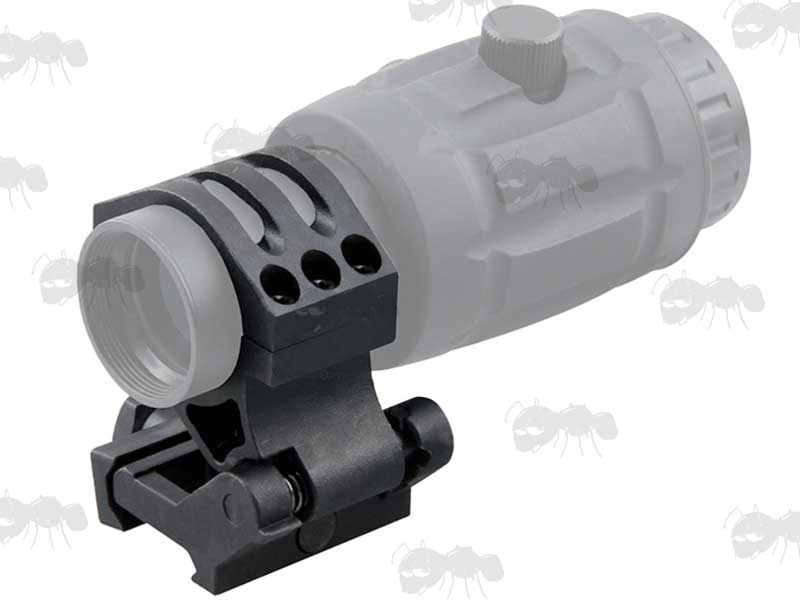 Steel Weaver / Picatinny Flip To The Side Magnifier Mount Shown With Magnifier Scope Fitted