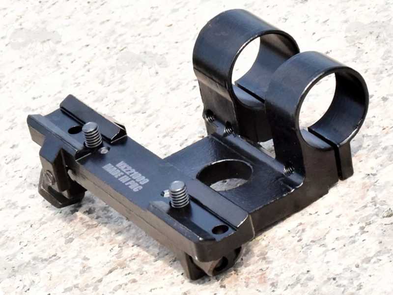 Back View of The Mosin Nagant Steel Side Mount Scope Rings Fitted To Rifle Scope