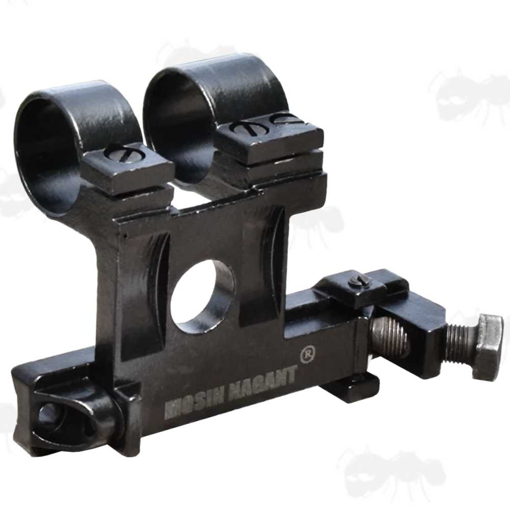 Mosin Nagant Steel Side Mount Scope Rings Fitted To Rifle Scope
