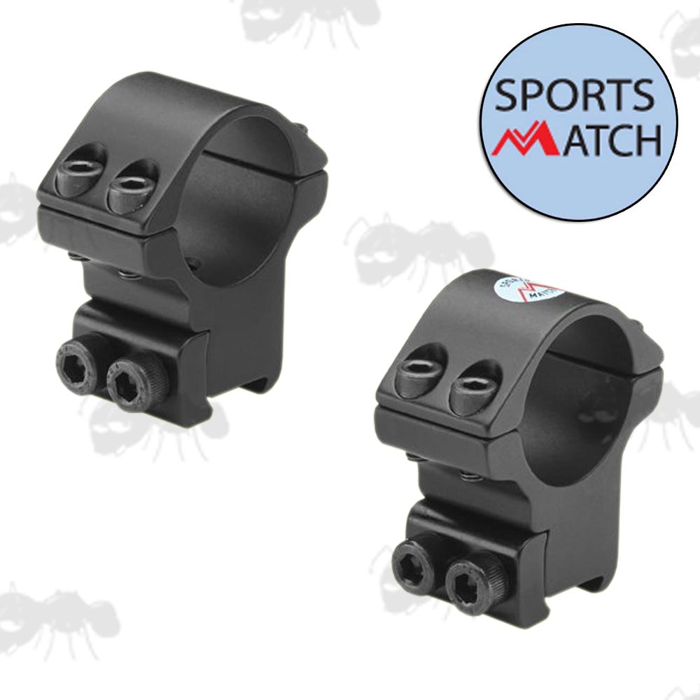 TO6C Sportsmatch 13mm Dovetail Medium Double Screw 1 Inch Scope Rings with Arrestor Pin
