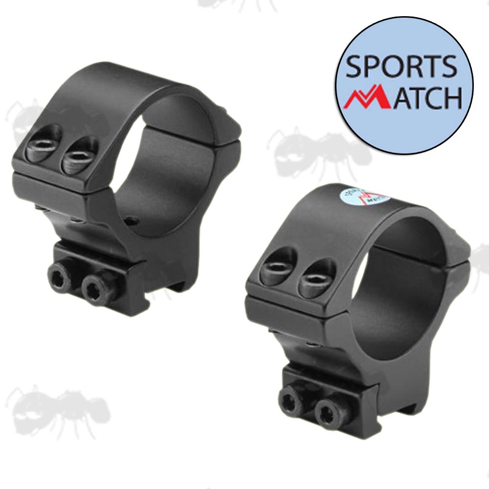 TO6C Sportsmatch 13mm Dovetail Medium Double Screw 1 Inch Scope Rings with Arrestor Pin