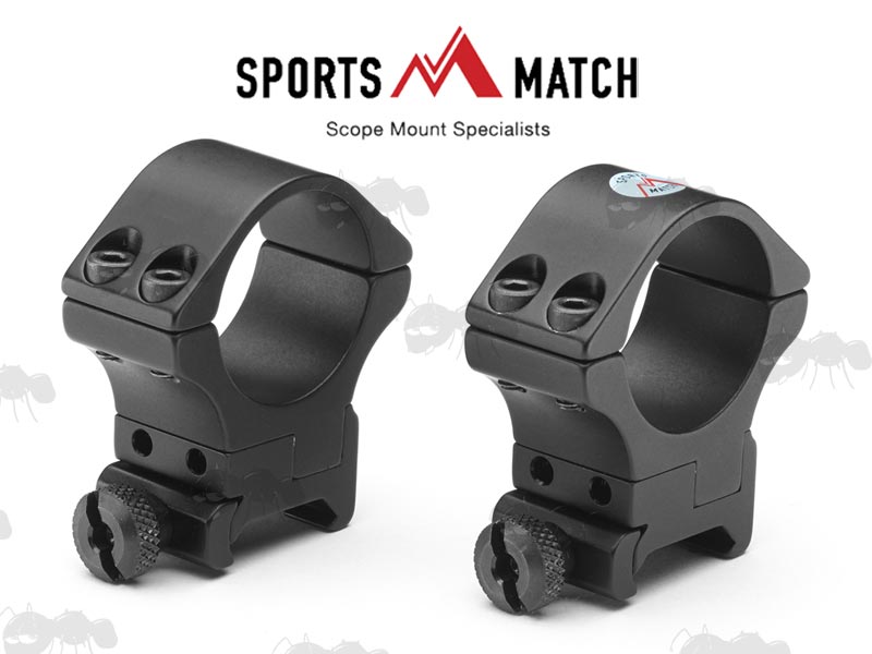 ATP72 Sportsmatch Weaver Rail Two Piece Adjustable High Profile 30mm Diameter Scope Rings