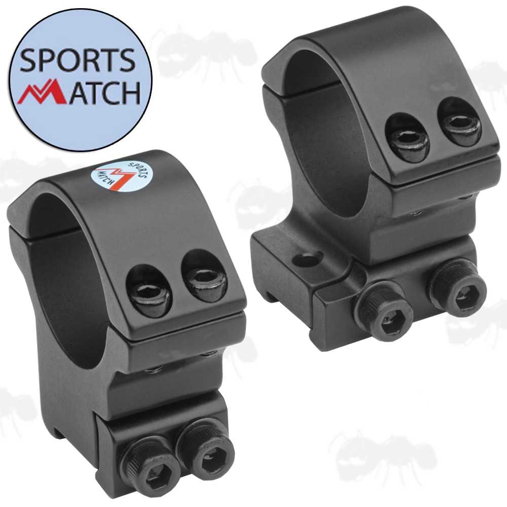 HTO96 Sportsmatch 15mm Dovetail High-Profile Scope Rings with Arrestor Pin for Sako Rifles