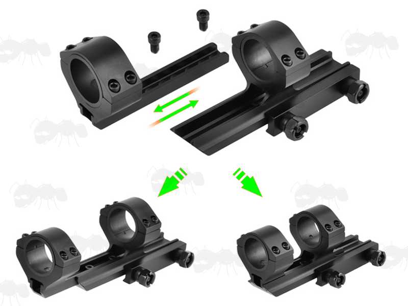 Length Adjustment Guide for The One Piece Adjustable Length Cantilever 30mm Scope Ring Mount for Weaver / Picatinny Rails