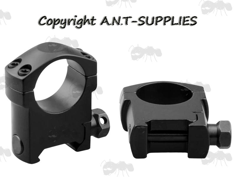 Black, Low-Profile Double Clamped 25mm Scope Ring for Weaver / Picatinny Rails
