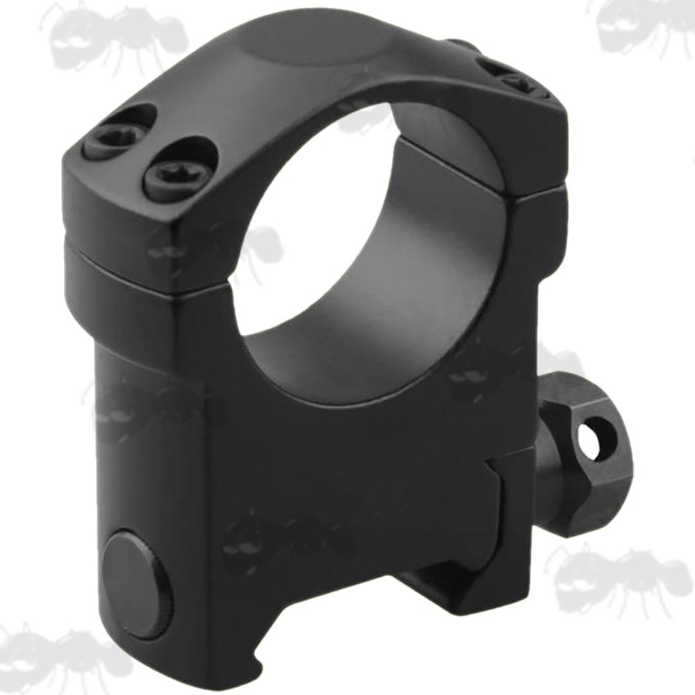 Black, High-Profile Double Clamped 25mm Scope Ring for Weaver / Picatinny Rails