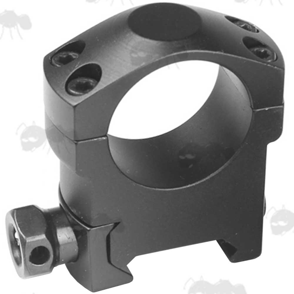 Black, Medium-Profile Double Clamped 25mm Scope Ring for Weaver / Picatinny Rails