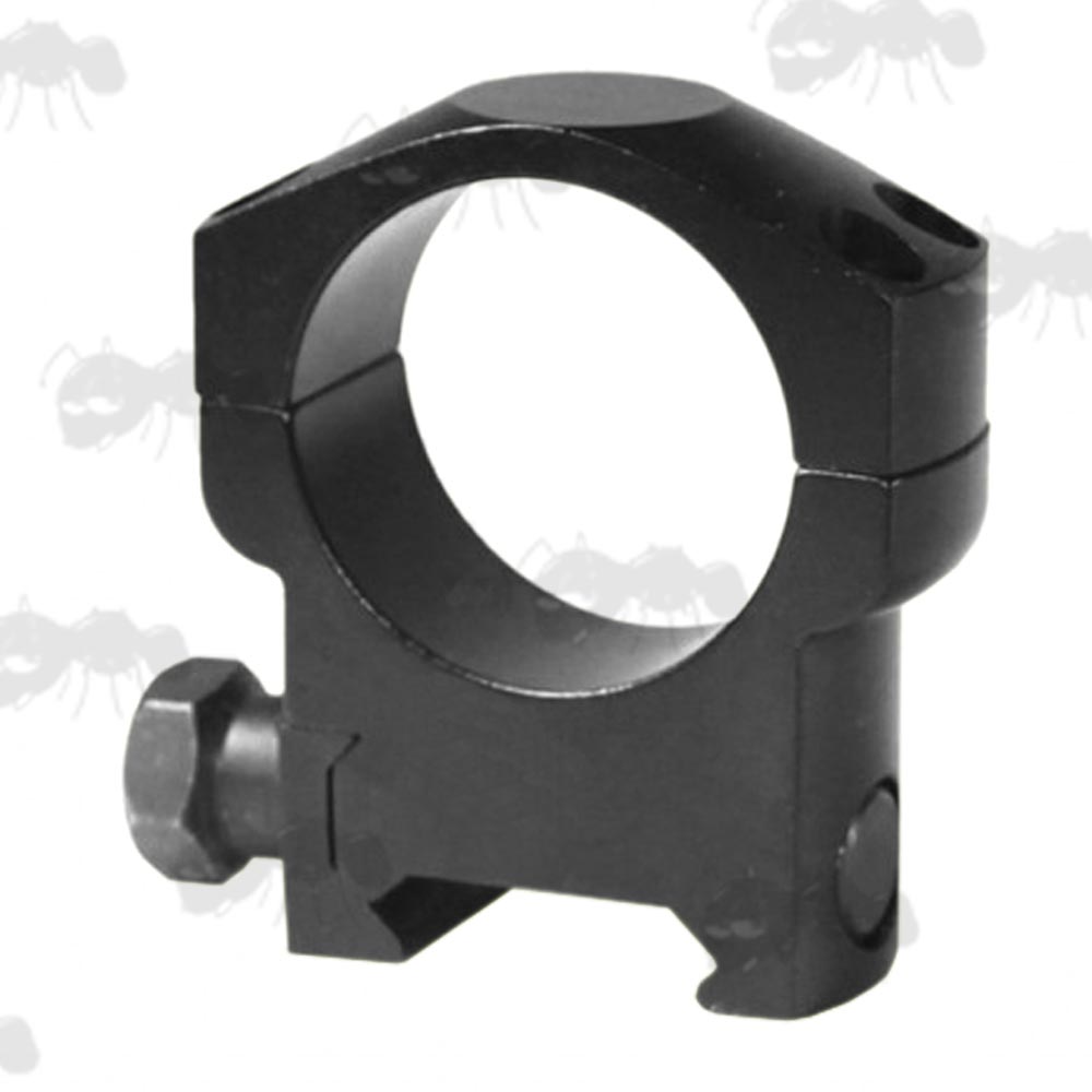 Black, Medium-Profile Double Clamped 30mm Scope Ring for Weaver / Picatinny Rails