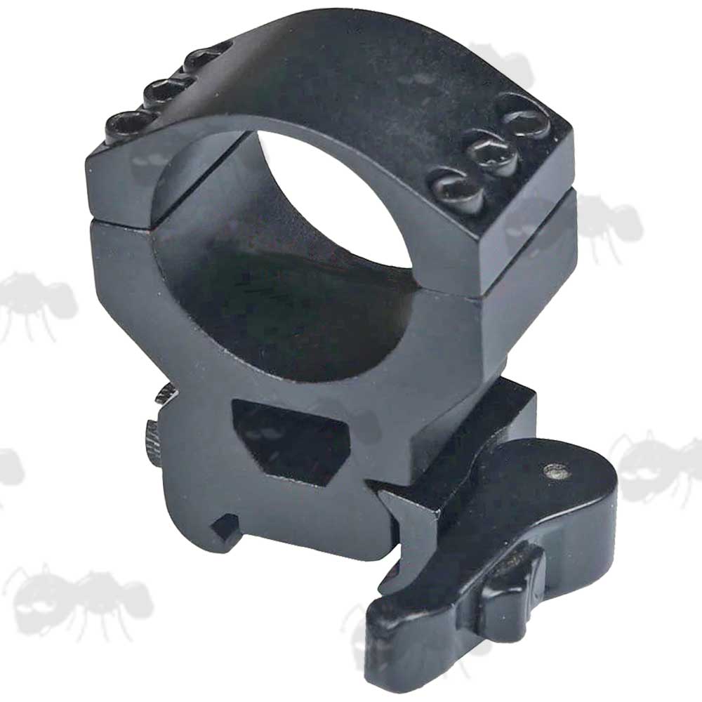 High-Profile Triple Clamped 30mm Scope Ring for Weaver / Picatinny Rails with Quick-Release Clamp Lever