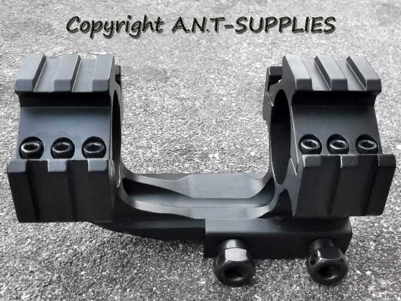 Side profile View of The Short One Piece Cantilever Tri-Rail Scope Mount for 20mm Weaver / Picatinny Rail