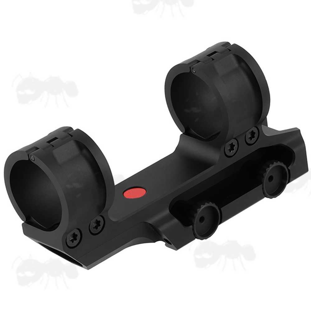 Picatinny Rail Fitting One Piece Design Low-Power Variable Optic Scope Mount with Hinged 30mm Diameter Rings and Levelling Set Screw in the Base