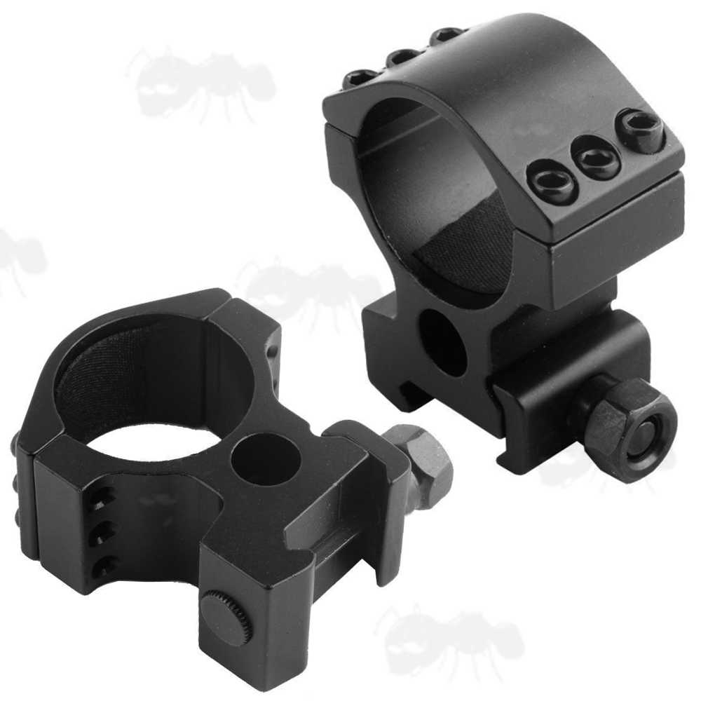 Medium-Profile, Heavy-Duty Triple Clamped 30mm Scope Ring Mounts for Weaver / Picatinny Rails