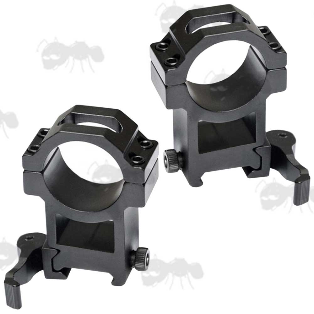 Pair of See-Through Design Throw-Lever Quick-Release 25mm Diameter High Rifle Scope Ring Mounts for Weaver / Picatinny Rail