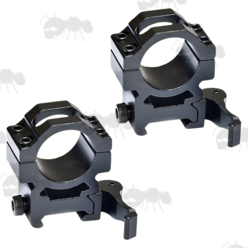 Pair of See-Through Design Throw-Lever Quick-Release 25mm Diameter Low Rifle Scope Ring Mounts for Weaver / Picatinny Rail