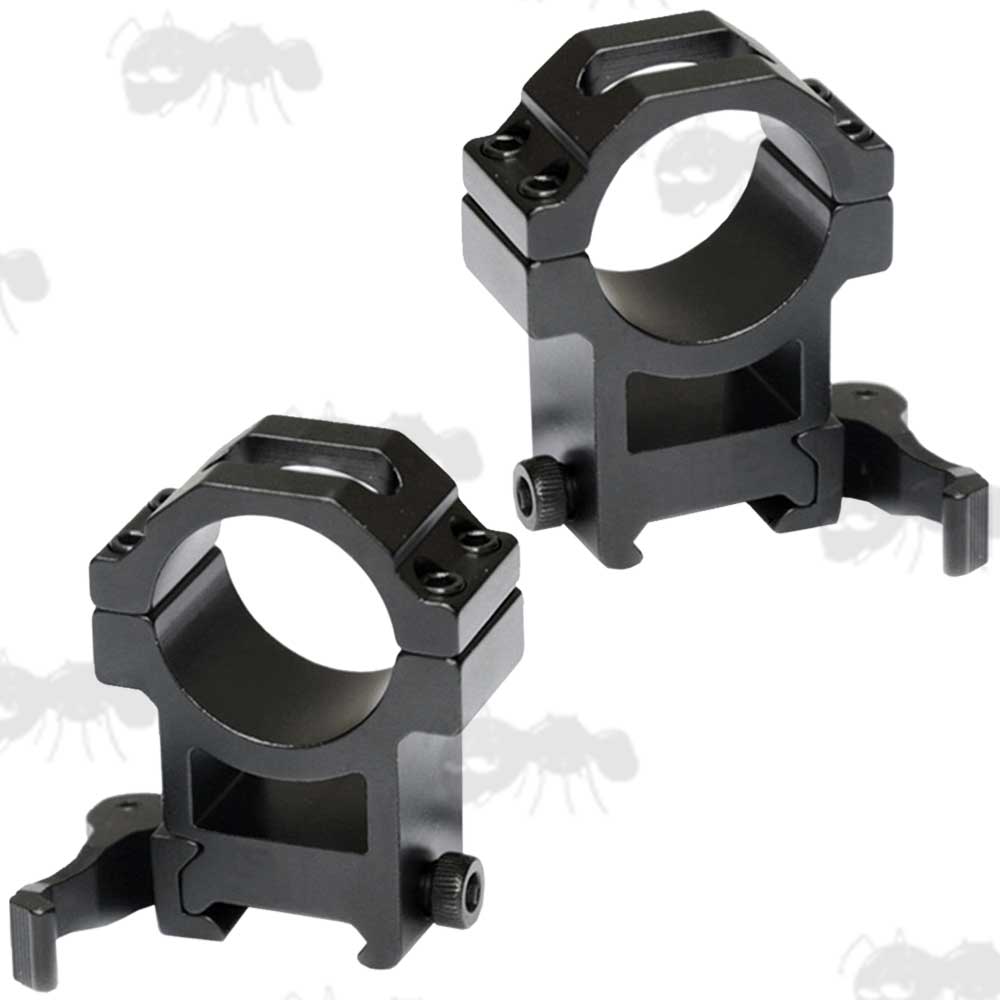 Pair of See-Through Design Throw-Lever Quick-Release 30mm Diameter Medium Rifle Scope Ring Mounts for Weaver / Picatinny Rail