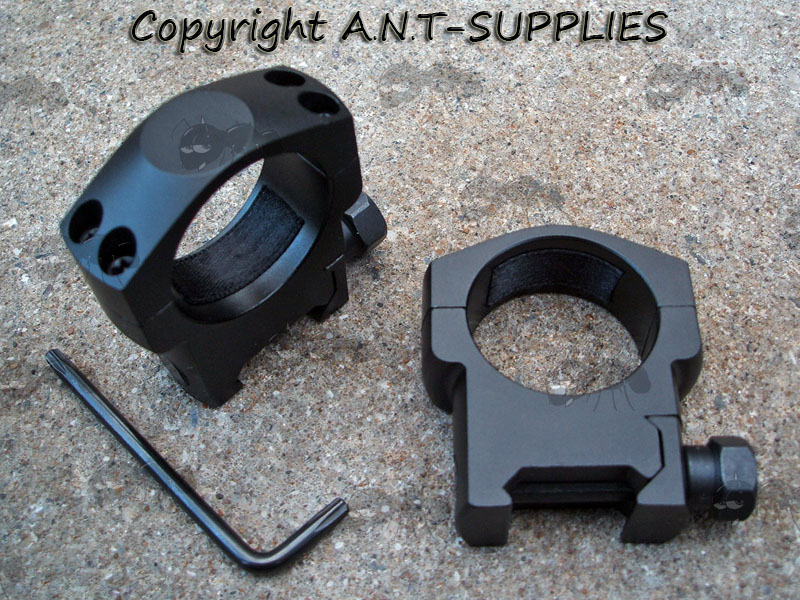 Black, Low-Profile Double Clamped 30mm Scope Ring for Weaver / Picatinny Rails