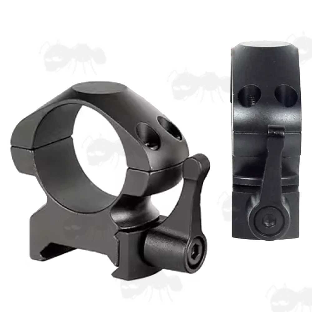 Medium Profile 25mm Diameter Steel Scope Rings with Lever Lock for Picatinny Rails