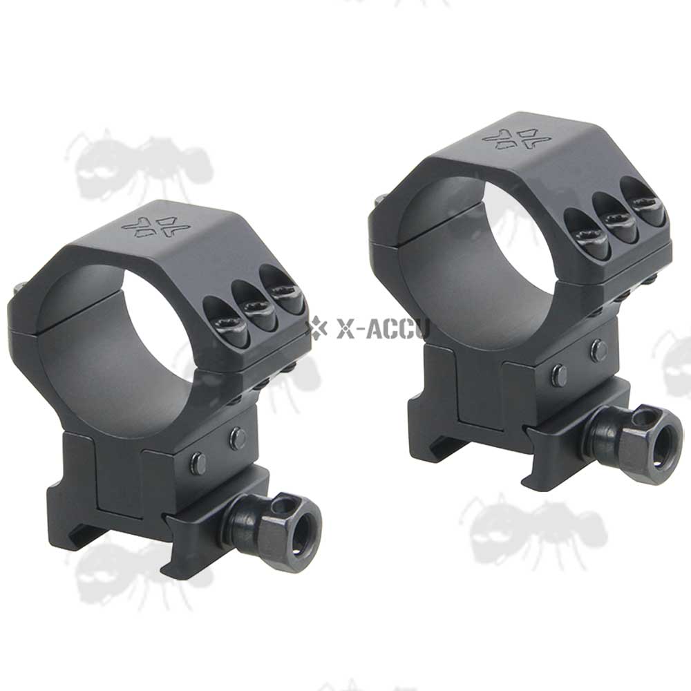Triple Clamped X-Accu Weaver / Picatinny Scope Mounts with Adjustable Elevation 30mm Diameter Rings