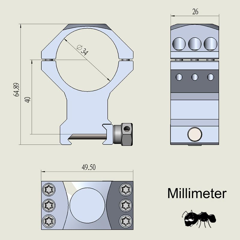 High-Profile Pair of Tactical X Accu Picatinny 34mm Diameter Scope Rings