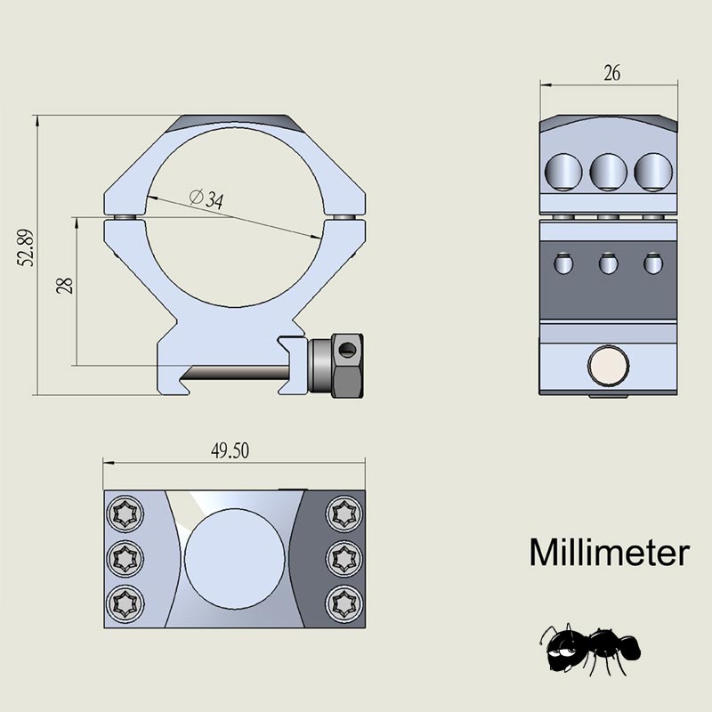 Low-Profile Pair of Tactical X Accu Picatinny 34mm Diameter Scope Rings