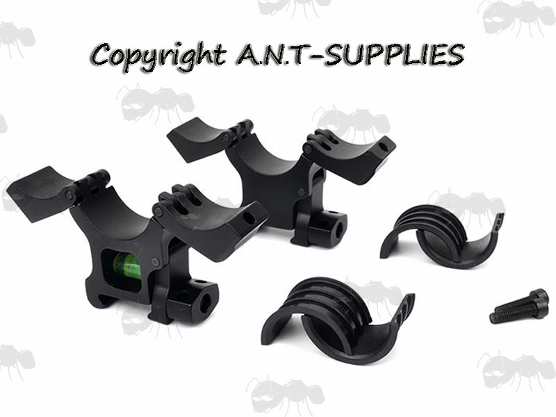 Two Piece Scope Mounts with Vertical Split Hinged Rings and Built in Spirit Level for Weaver / Picatinny Rails