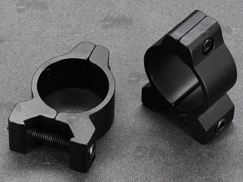 Low-Profile Vertical Split 25mm Scope Ring Mounts for Weaver / Picatinny Rails