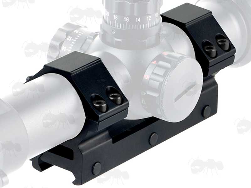 Low-Profile One Piece Heavy-Duty 30mm Scope Mount for Weaver / Picatinny Rails, SHown with Gun Scope Fitted