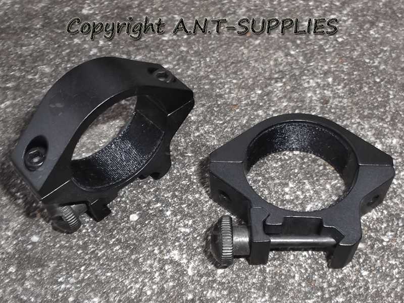 Pair of Ultra Low Profile Weaver / Picatinny Rail Mount Rings for 30mm Scope Tubes