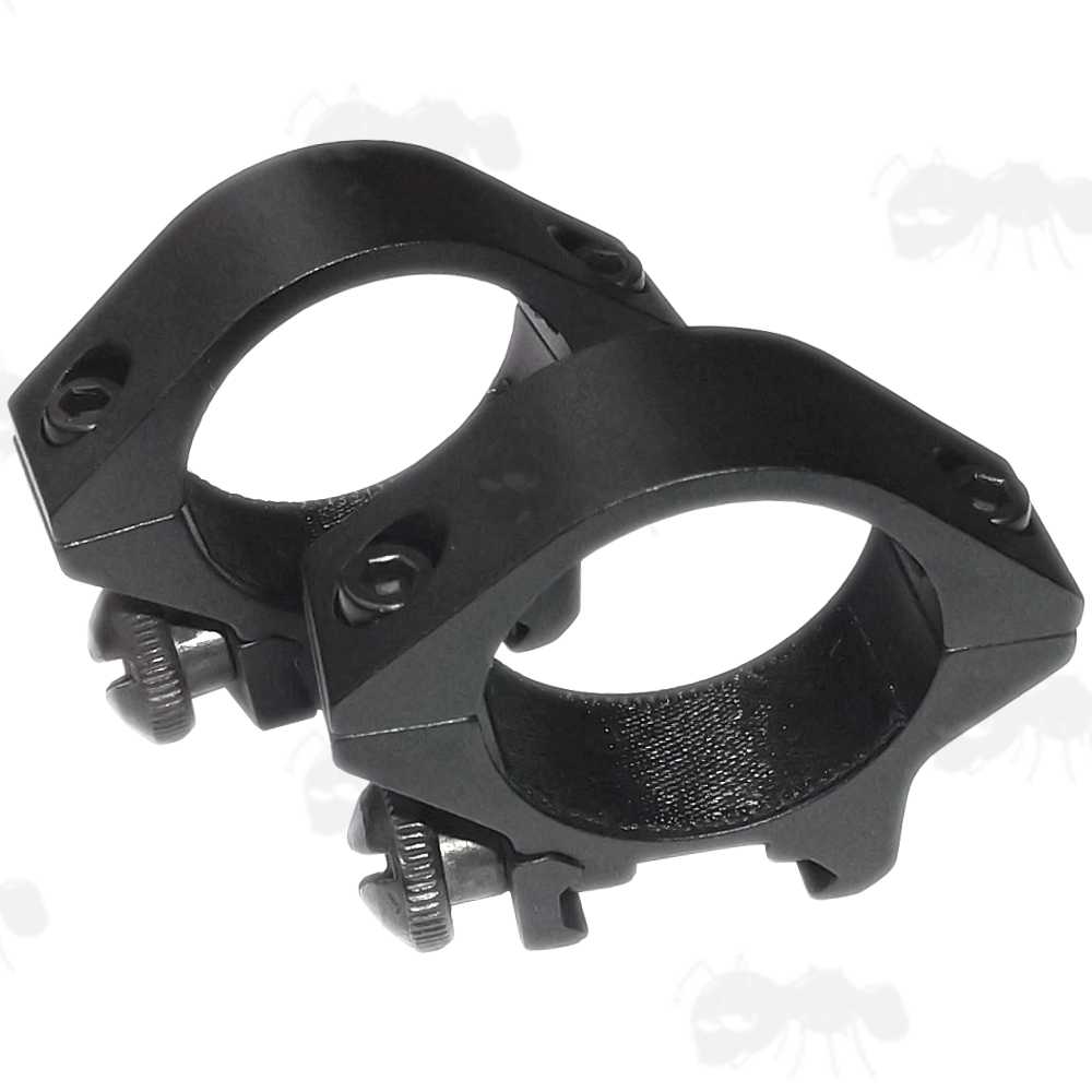Pair of Ultra Low Profile Weaver / Picatinny Rail Mount Rings for 30mm Scope Tubes