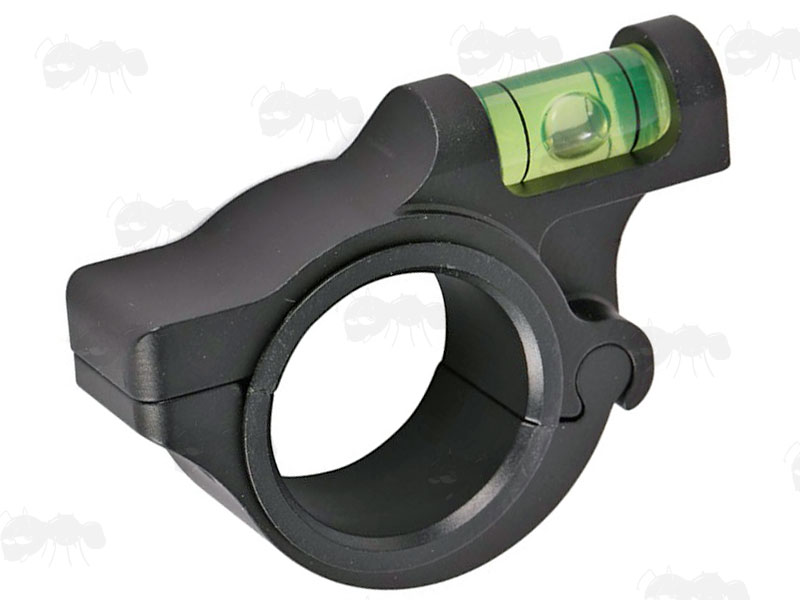 Black Anodised Anti Cant Spirit Level for 25mm or 30mm Rifle Scope Tubes with Hinge Fitting