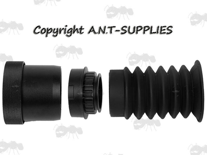 Long PARD Night Vision Scope Black Rubber Concertina Eyepiece Shown with Fittings