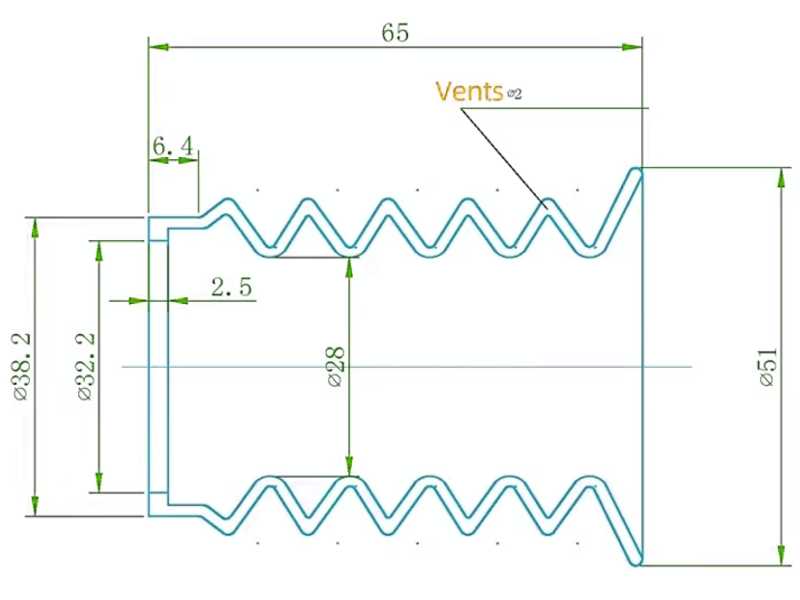 Dimension Specifications of The Long PARD Night Vision Scope Black Rubber Concertina Eyepiece