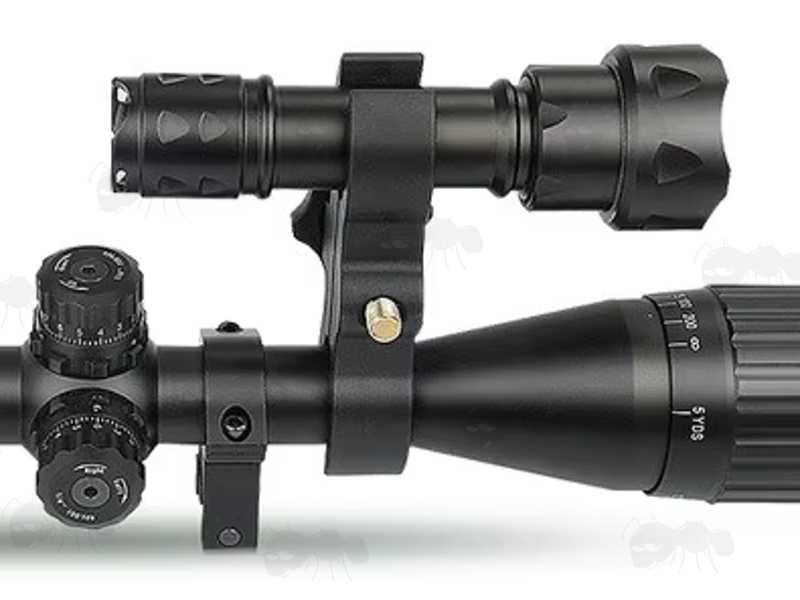 Heavy-Duty ABS Scope Tube Clamp Mount, Shown Fitted to a Scope on a Rifle