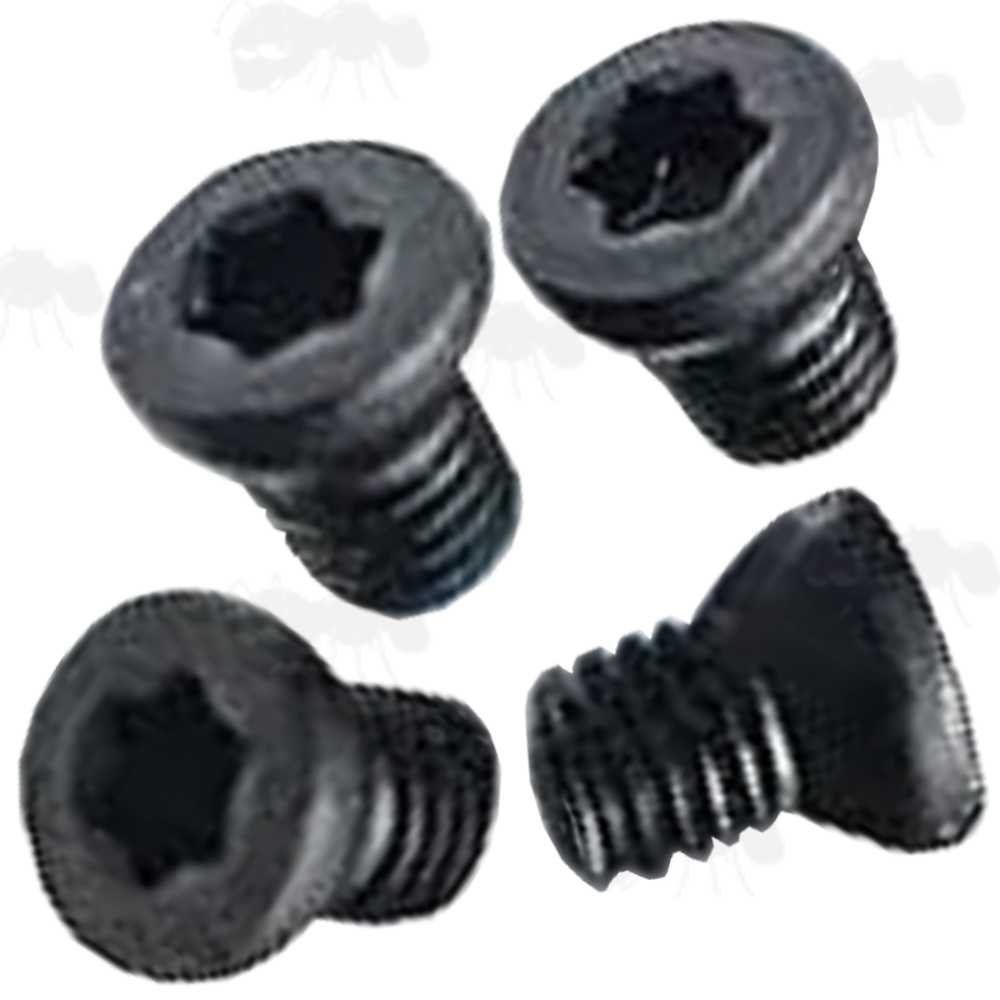 Pack of Four 6-48 Replacement Scope Rail / Mount Screws with Countersunk T10 Heads
