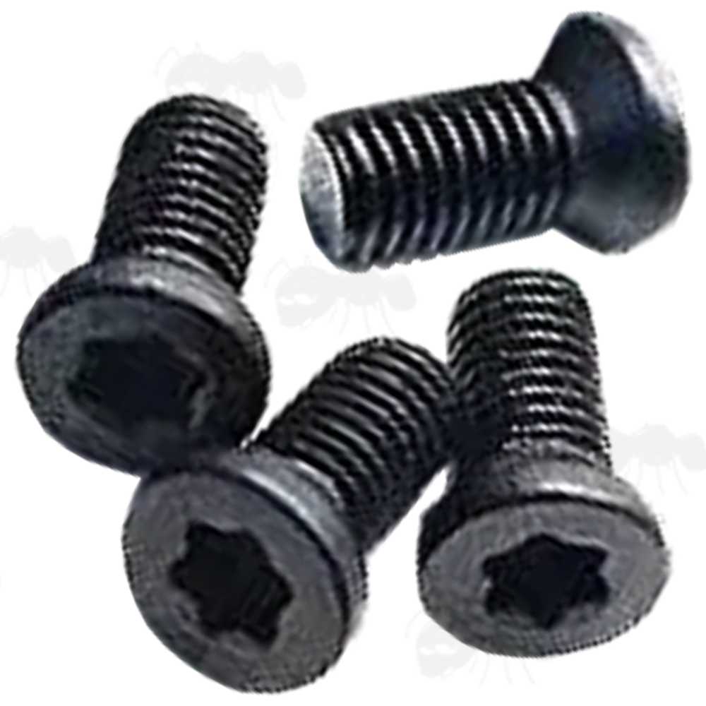 Pack of Four 6-48 Replacement Scope Rail / Mount Screws with Countersunk T10 Heads