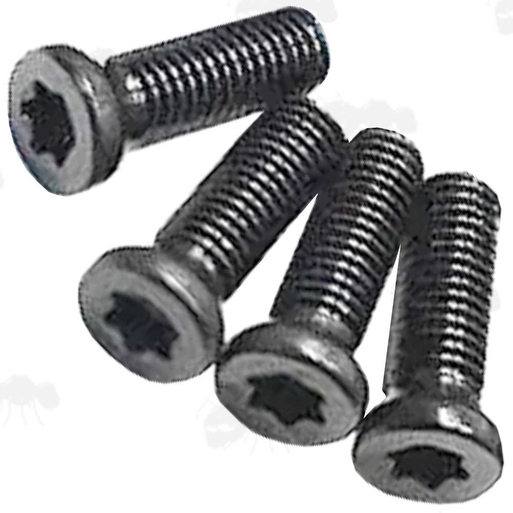 Pack of Four 6-48 Replacement Scope Rail / Mount Screws with Countersunk T10 Heads
